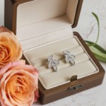 Diamantøredobber i hvitt gull 14kt med 0,050ct H/SI - BUR738252