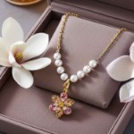 Swarovski smykke Idyllia pendant Crystal pearl, Mixed cuts, Flower, Multicolored, Gold-tone plated - 5723140