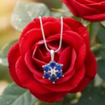 Diamantsmykke med 0,03 ct W-P1 & safirer-32057312