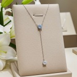 Swarovski smykke Stilla Attract Y necklace Round cut, Blue, Rhodium plated - 5734249