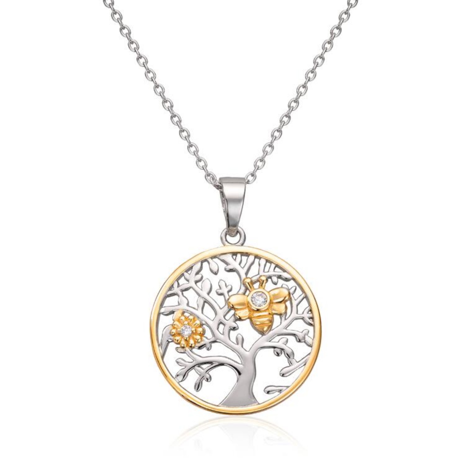 Livets Redd en BIE i sølv forgylt med zirkonia - 3053745