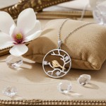 Livets tre i sølv rhodinert med zirkonia - 3049442