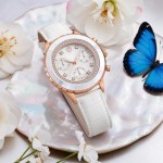 Swarovski klokke Octea Chrono watch Swiss Made, Leather strap, White, Rose gold-tone finish - 5671150