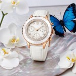 Swarovski klokke Octea Chrono watch Swiss Made, Leather strap, White, Rose gold-tone finish - 5671150