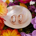 Swarovski øredobber Matrix hoop earrings Round cut, White, Rose gold-tone plated - 5690669