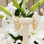 Swarovski øredobber Imber hoop earrings Round cut, White, Gold-tone plated - 5711483