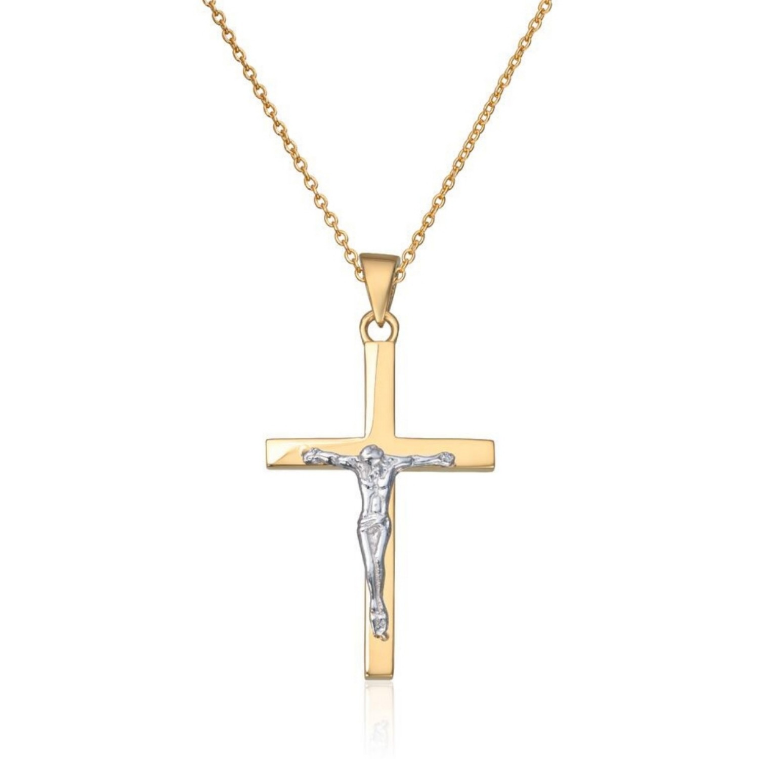Gullsmykke kors krusifiks i 14K gult gull - 27493