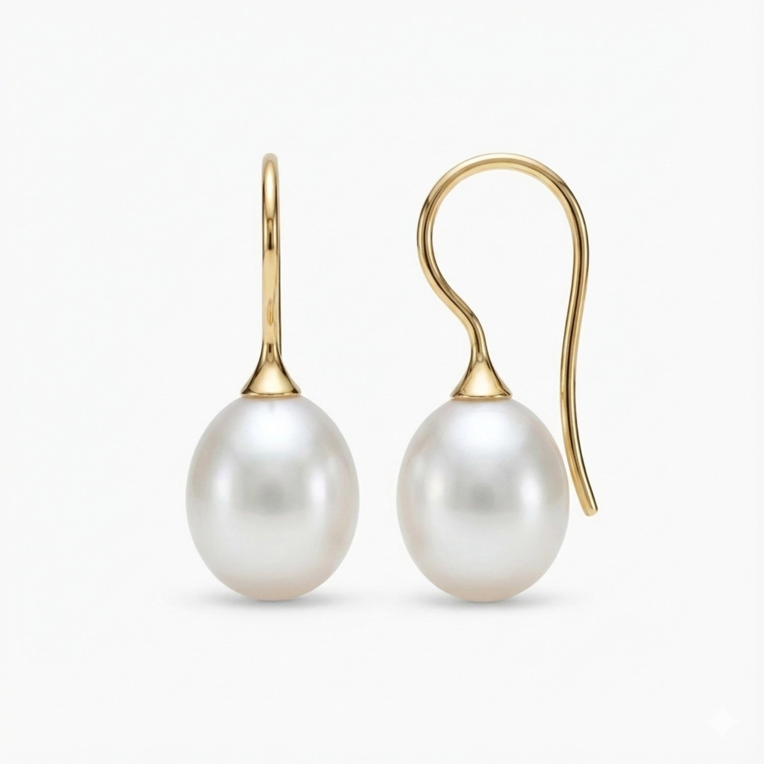 Øredobber i gult gull 14kt med ferskvannperler - Bur711257