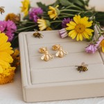 Ørepynt Redd en Bie i gult gull 14K - 47554