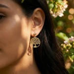 Øredobber Livets tre i gult gull 14 kt - 47552