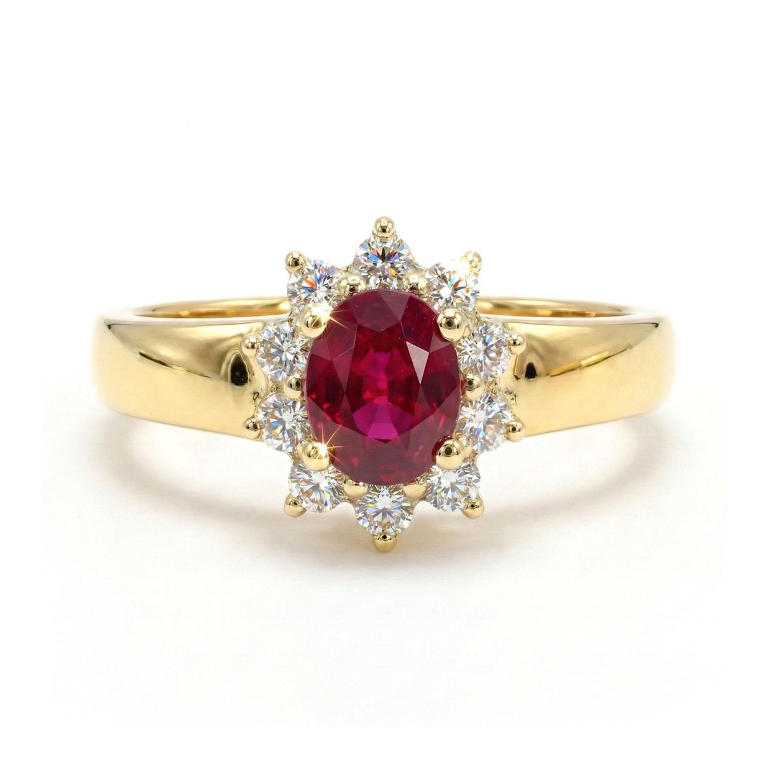 Diamantring i gull 14kt med 0,15 ct TW-Si  og rubin - COC157250