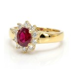 Diamantring i gull 14kt med 0,15 ct TW-Si  og rubin - COC157250