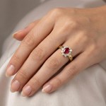 Diamantring i gull 14kt med 0,15 ct TW-Si  og rubin - COC157250