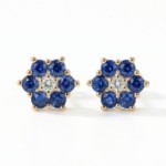 Diamantøredobber i gull 14kt med 0,02ct W-P og safir - Bur345159gs