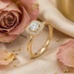 Halo diamantring med 0.40 ct, gult gull 18 kt - 15920gg