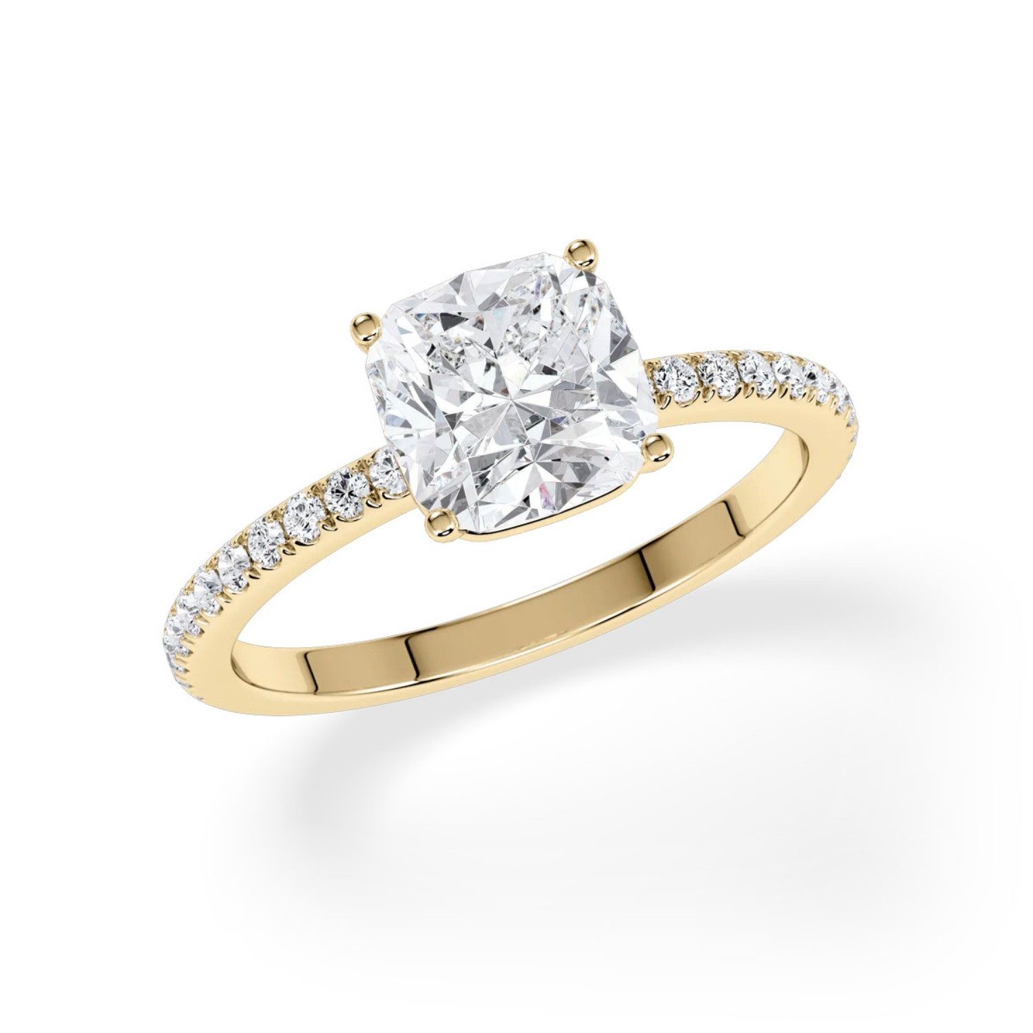 Forlovelsesring med Pricess cut  lab Grown diamant 2,00 ct. R-VS i 18kt gull - 1601-ru-prin-200-lab