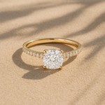 Forlovelsesring med Pricess cut  lab Grown diamant 2,00 ct. R-VS i 18kt gull - 1601-ru-prin-200-lab