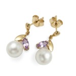 Gulløredobber med AMETYST og ferskvannperle - BUR711226