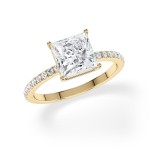 Forlovelsesring med Pricess cut  lab Grown diamant 2,00 ct. R-VS i 18kt gull - 1601-ru-prin-200-lab