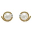 Øredobber i gult gull med ferskvannsperler og diamanter 0,16 W-Si - Bur720691