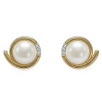 Øredobber i gult gull med ferskvannsperler og diamanter 0,16 W-Si - Bur720691