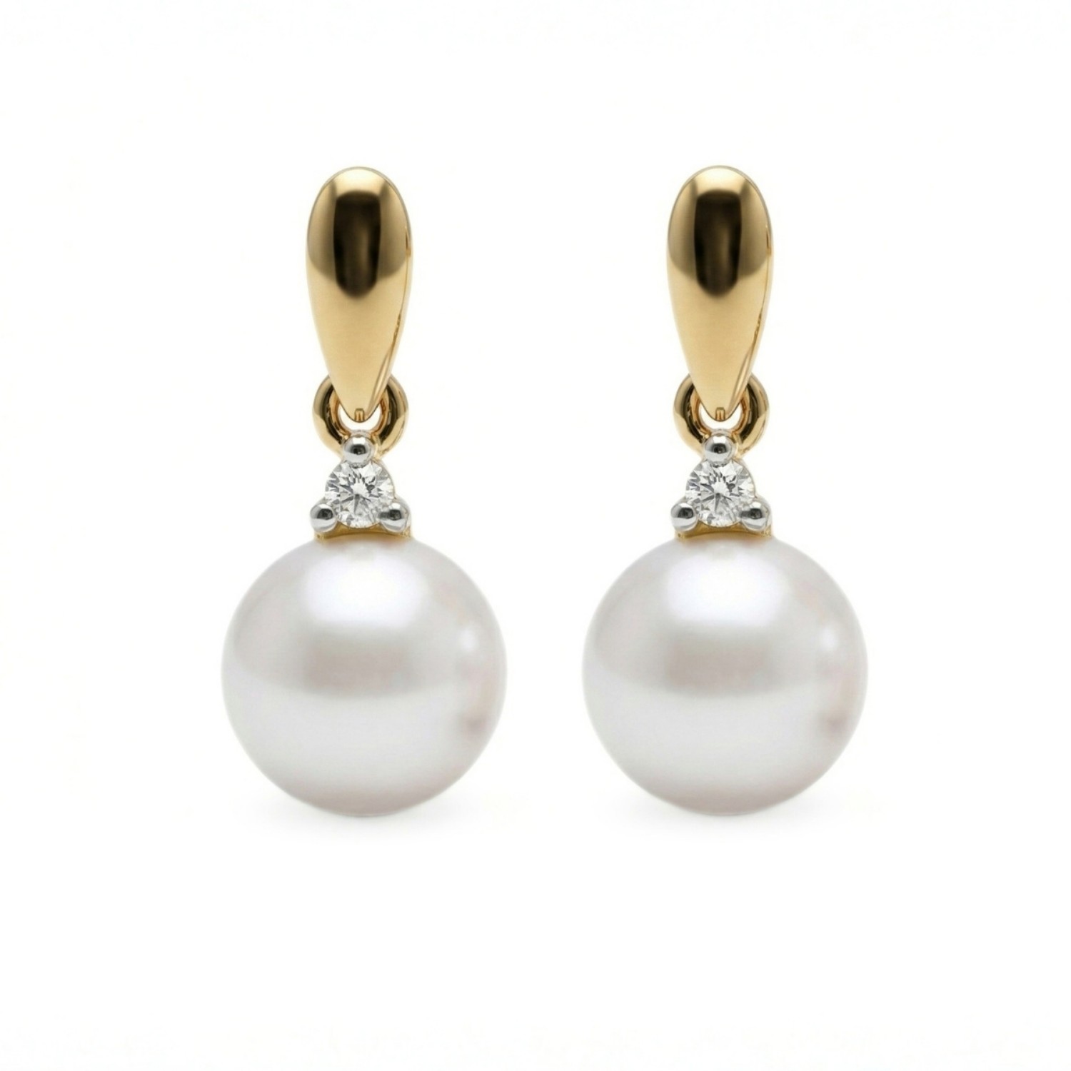 Diamantøredobber i gull med 0,02ct H/SI og perle - BUR721196