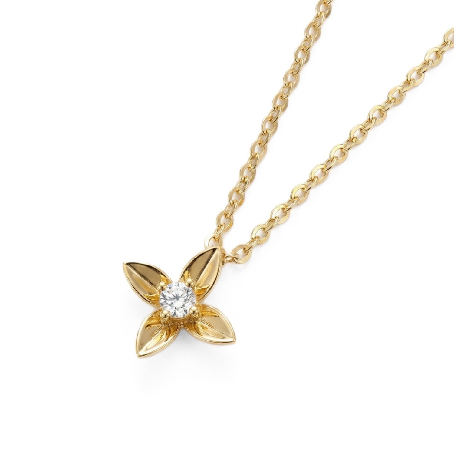 Diamantsmykke i 18 kt gult gull med 0,015 ct W-Si - 08-74-844-45