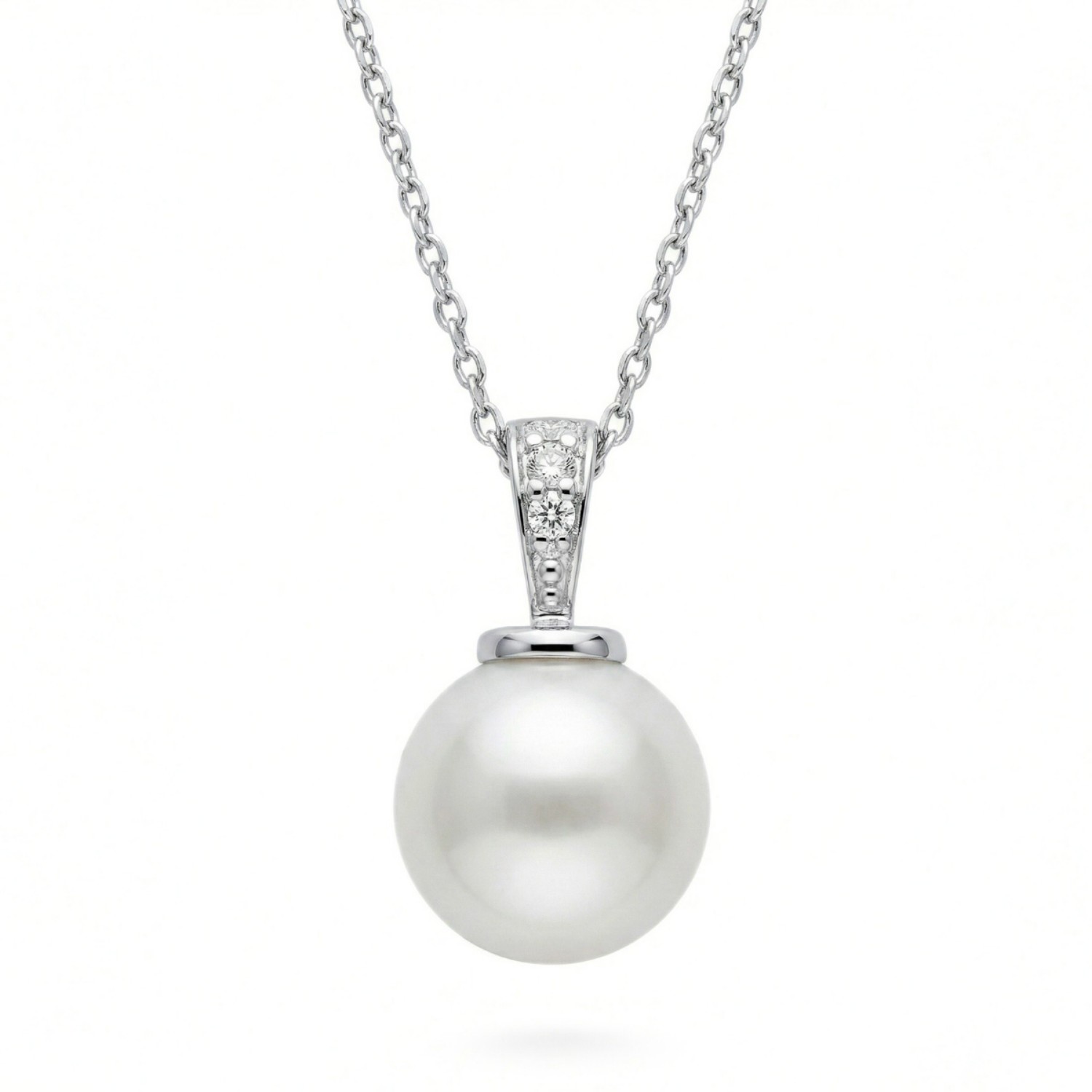 Diamantsmykke med 0,025ct W-Si og perle Fv.p. 8-8.5mm - coc4000083