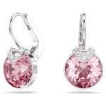 Swarovski øredobber Bella V drop earrings Round cut, Pink, Rhodium plated - 5734235