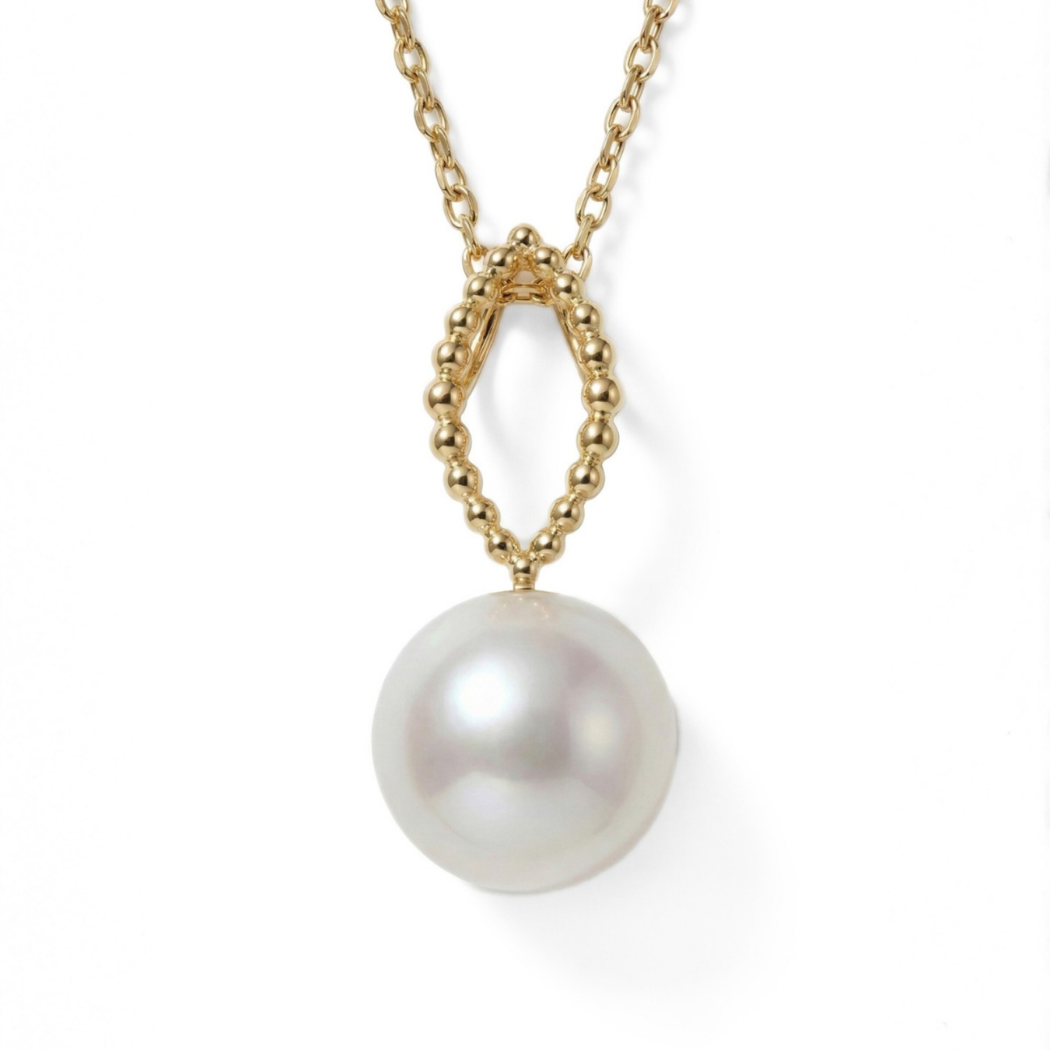 Gullsmykke med ferksvannsperle 9,5-10mm - Bur2090perle