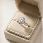 Halo diamantring med oval diam. 0,40 carat TW-SI - GAoval040