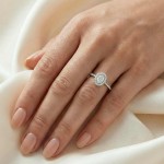 Halo diamantring med oval diam. 0,40 carat TW-SI - GAoval040