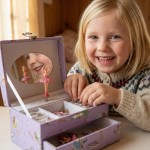 Smykkeskrin med ballerina i lilla og hvitt - 3463766