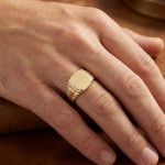 Signetring til herre i gult gull - 57028