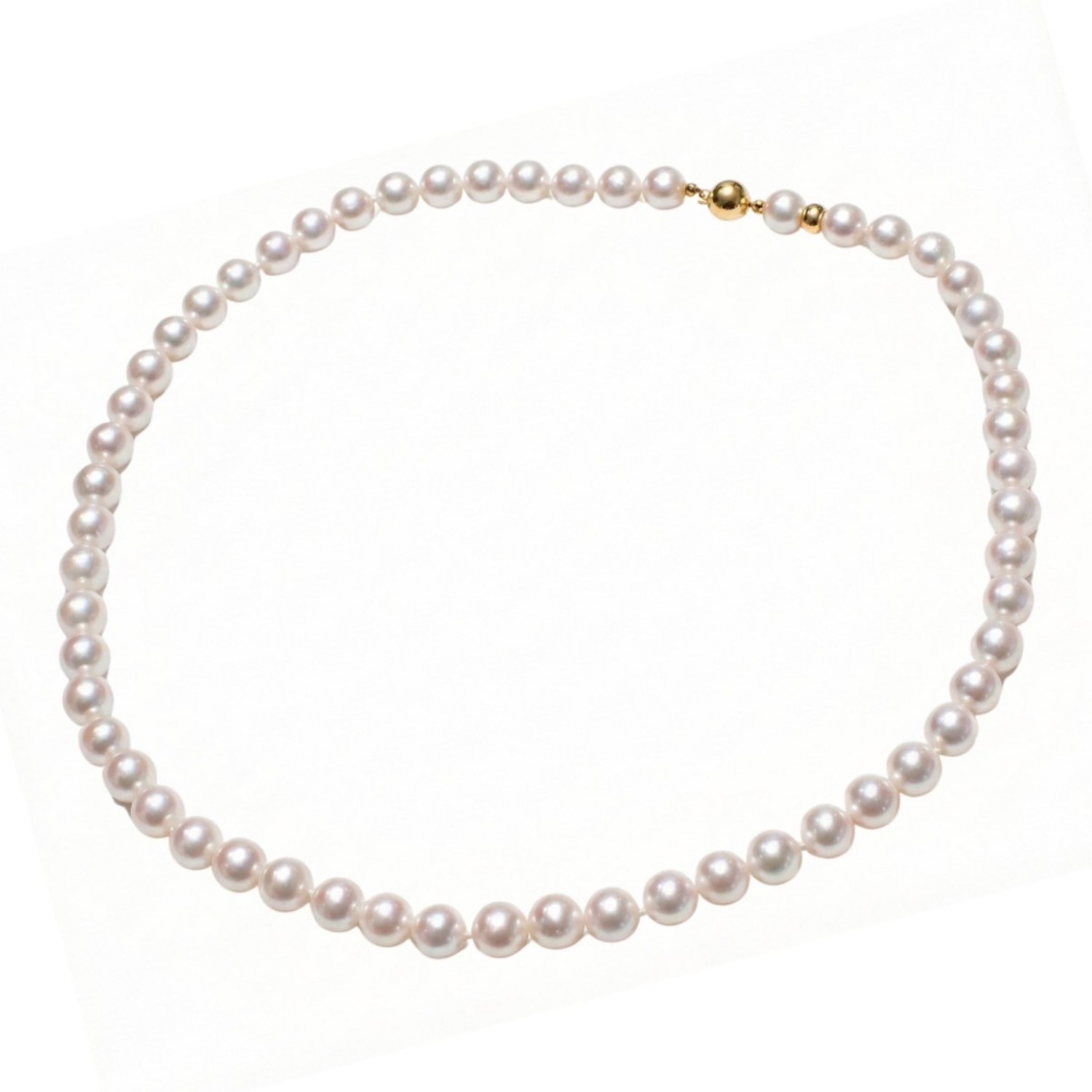 Perlekjede med ferskvannsperler  8-8,5  mm, lås i 18 kt gull - 5-22746-05