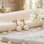 Øredobber i14K gult gull med FV Perle - 47646