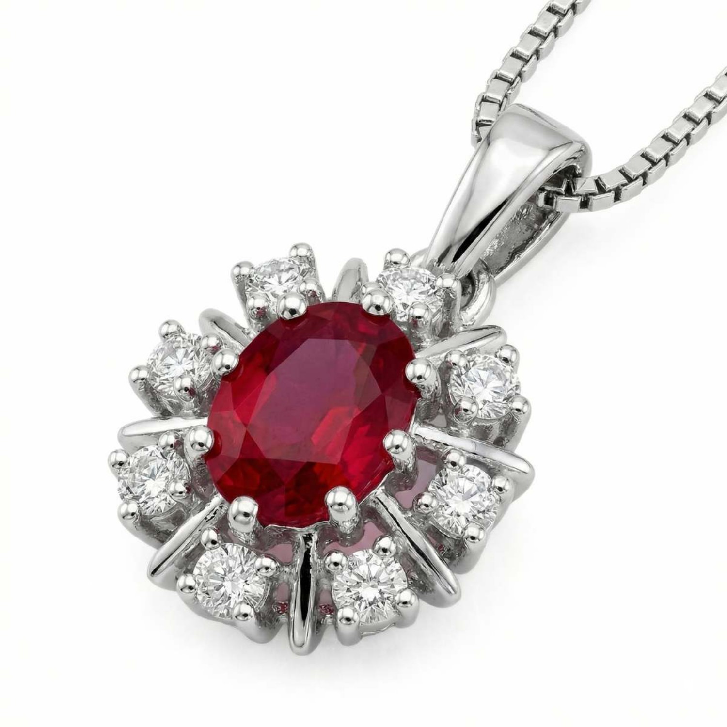 Diamantsmykke i gull med 0,12 ct TW-Si & rubin - bur272050rubin