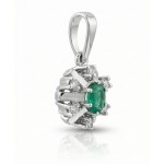 Diamantsmykke med 0,06 ct W-Si og smaragd-27058