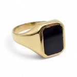 Signetring til herre i gult gull 14 kt med onyx - 56774