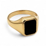 Signetring til herre i gult gull 14 kt med onyx - 56774