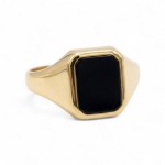 Signetring til herre i gult gull 14 kt med onyx - 56774