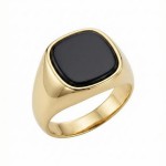 Herrering i stål med black agate. SON of NOA - 10890012860