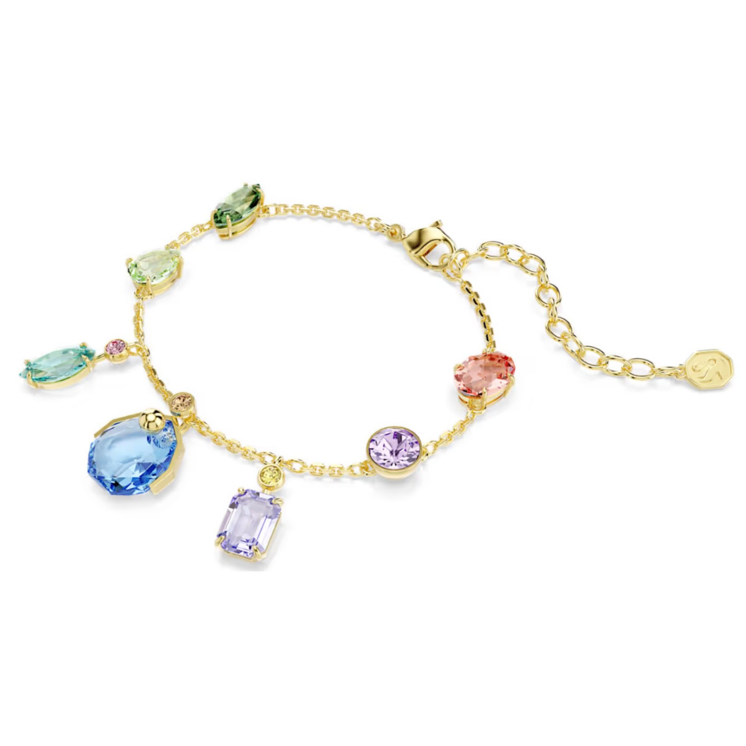 Swarovski armbånd Gema bracelet Mixed cuts, Dangling crystals, Multicolored, Gold-tone plated - 5737442