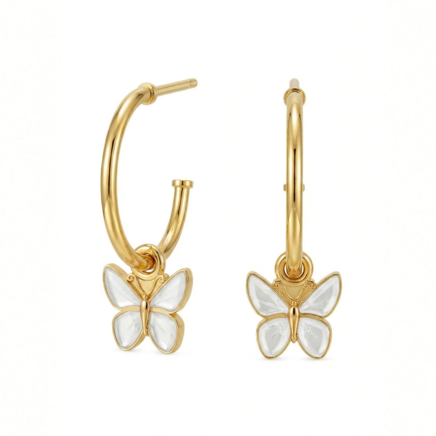 Ørepynt i forgylt sølv Sommerfugl hvit. LIV - 700803
