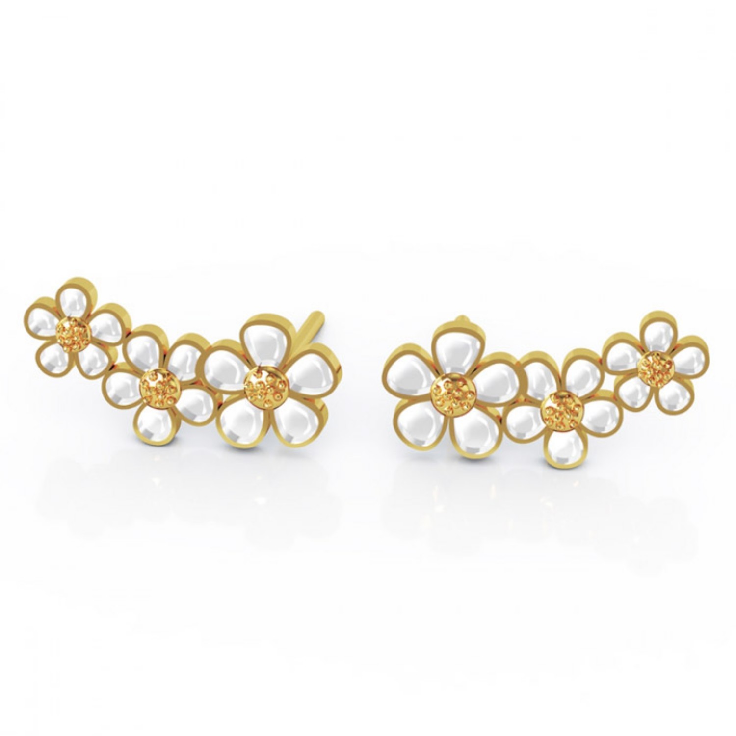 Ørepynt i forgylt sølv hvit margeritt. LIV - 700303
