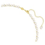 Swarovski collier Matrix Tennis necklace Crystal pearl, Round cut, White, Gold-tone plated - 5742039