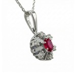 Diamantsmykke med 0,06 ct W-Si og rubin - Bur270158