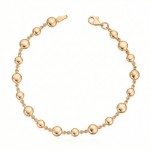 Armbånd med flate kuler i gult gull 14kt, 19 cm - 16998