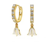 Kreoler i forgylt sølv med cirkonia og hvit blåklokke LIV - 701203