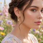 Kreoler i forgylt sølv med cirkonia og hvit blåklokke LIV - 701203